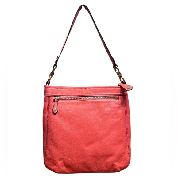 Coach Ashley Leather Convertible Hobo Bag - Coral Orange - Picture 2 of 15